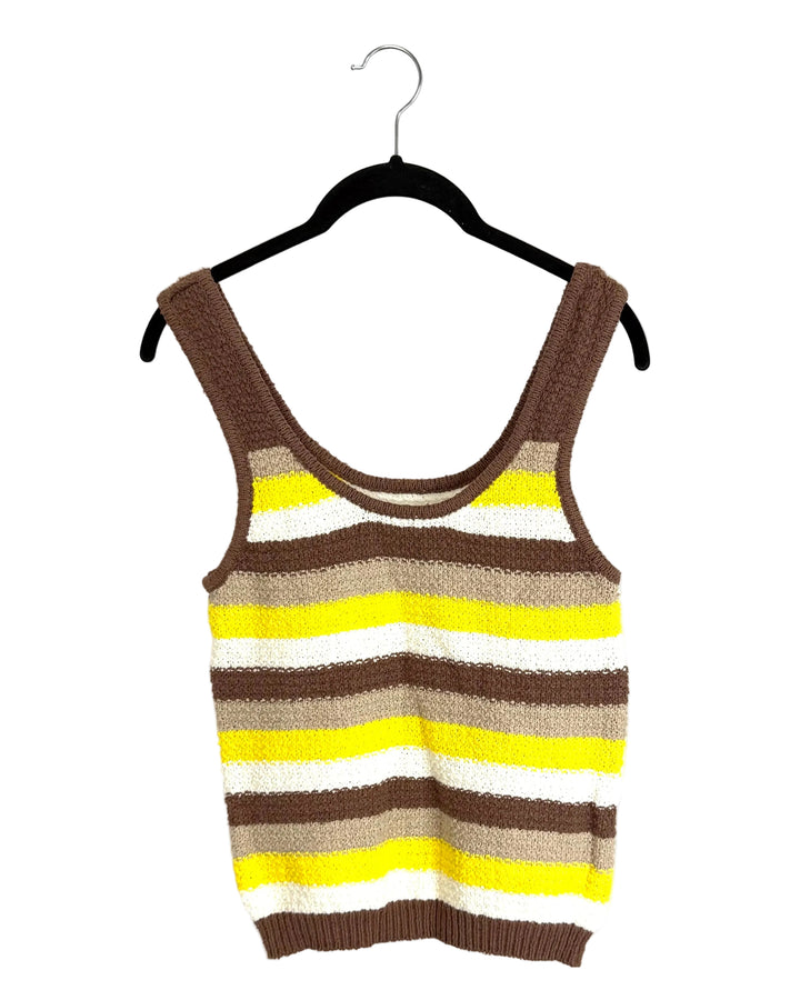 Brown, White, and Yellow Knit Tank - Size 4/6