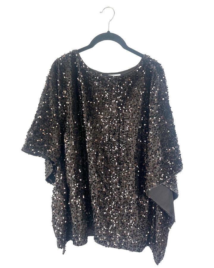 Chocolate Brown Sequin Top - Size 6/8