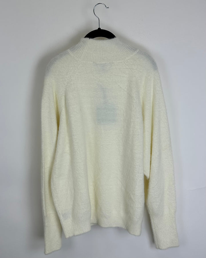 Cream Fuzzy Mock Neck Sweater- Size 6/8