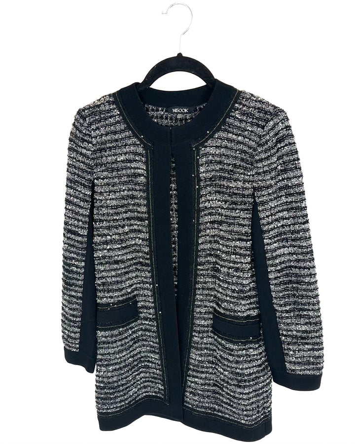 Black Sparkly Tweed Jacket - Size 2/4