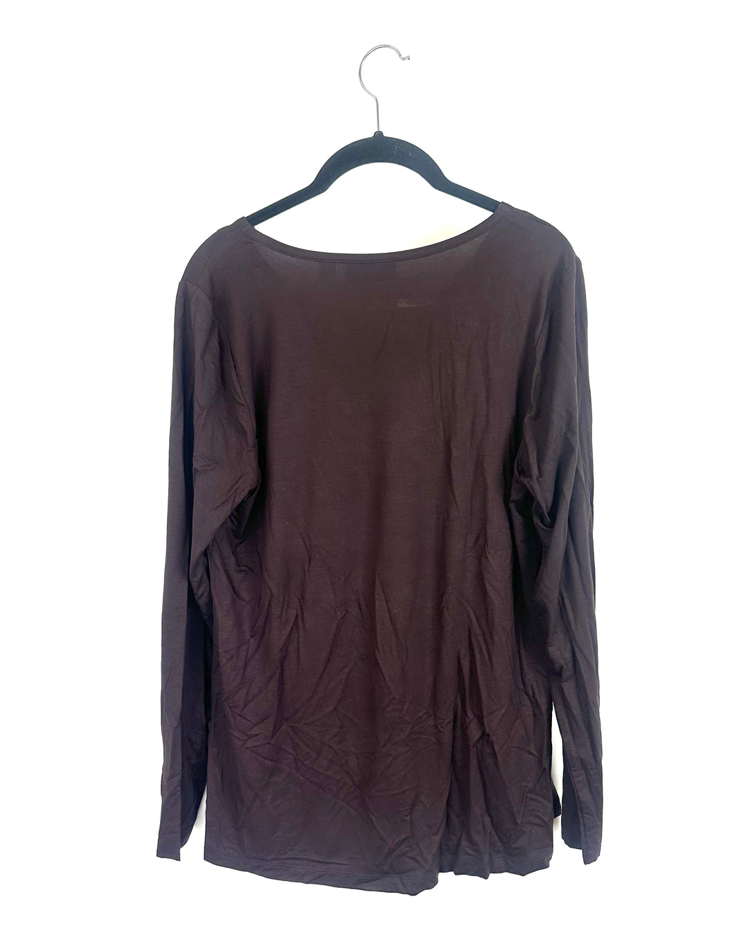 Dark Brown V Neck Long Sleeve Top - Size 6/8