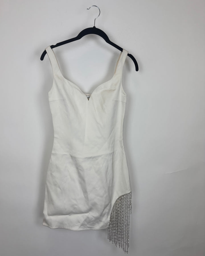White Beaded Hem Dress - Size 0/2