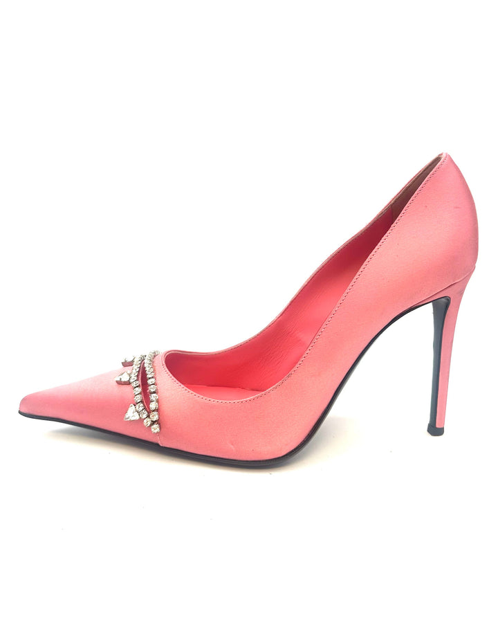 Pink Satin Gem Pumps - Size 39