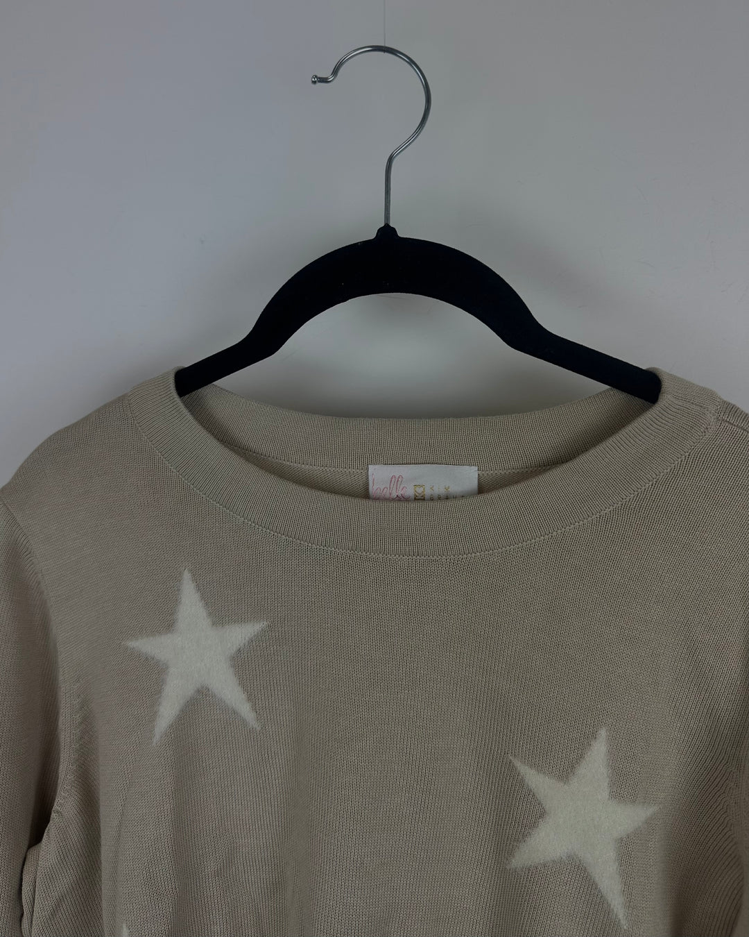 Beige And White Star Sweater - Size 6/8