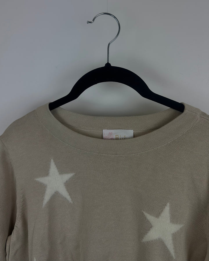 Beige And White Star Sweater - Size 6/8