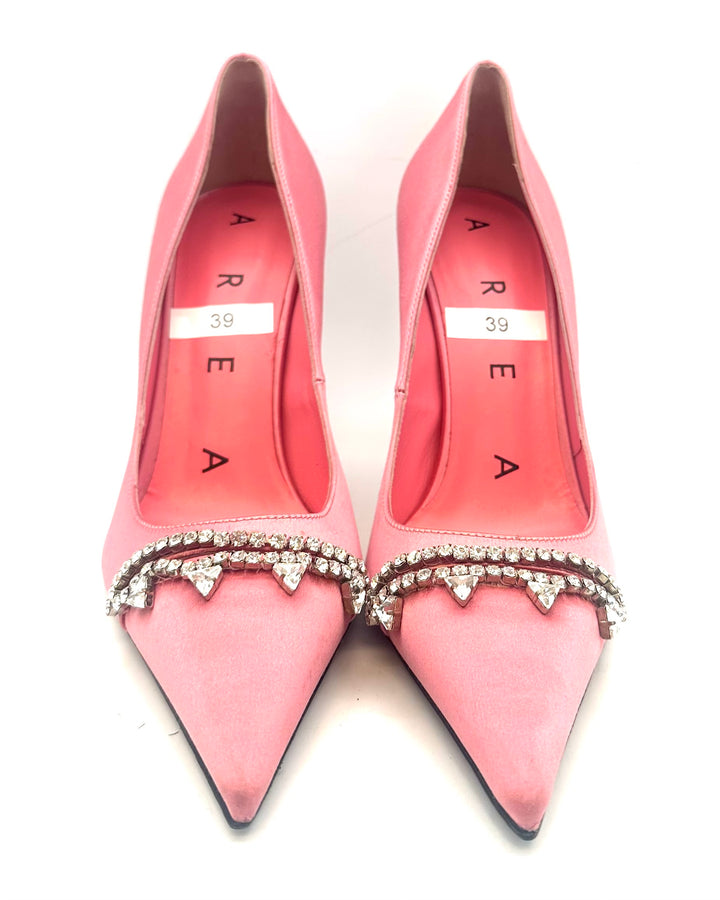 Pink Satin Gem Pumps - Size 39