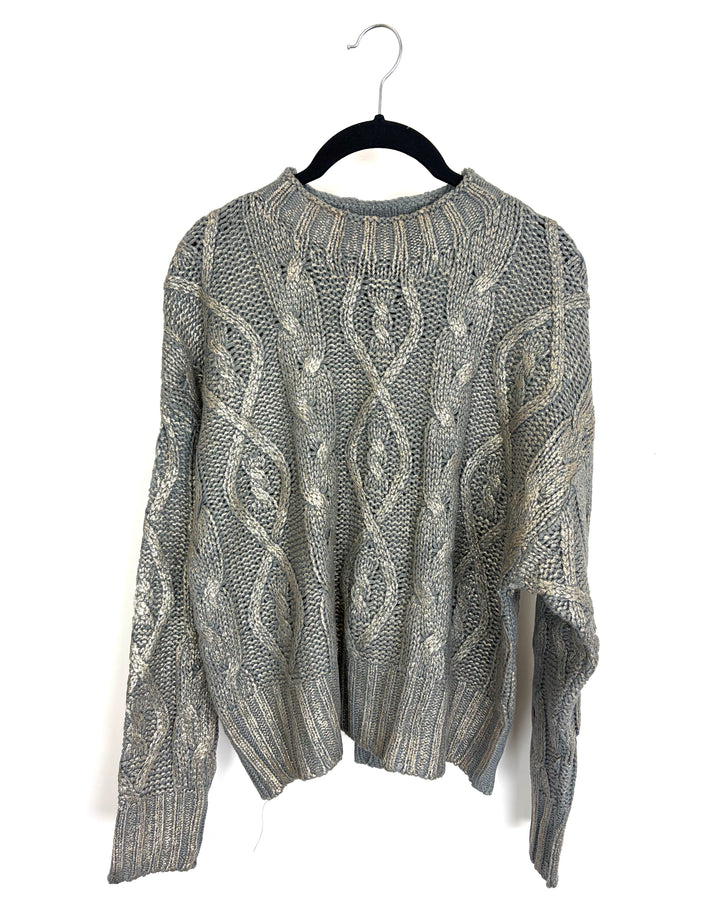 Gray Knit Sweater with Gold Dusting - Size 10/12
