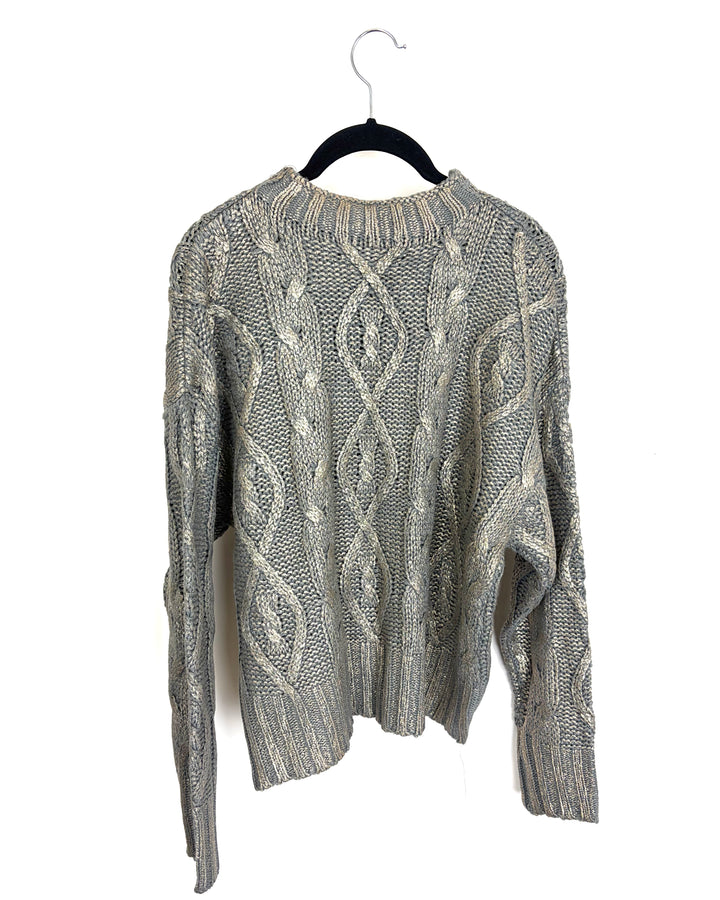 Gray Knit Sweater with Gold Dusting - Size 10/12