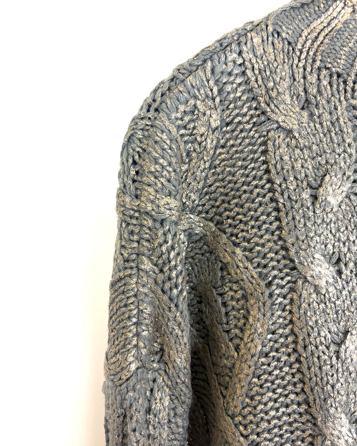 Gray Knit Sweater with Gold Dusting - Size 10/12