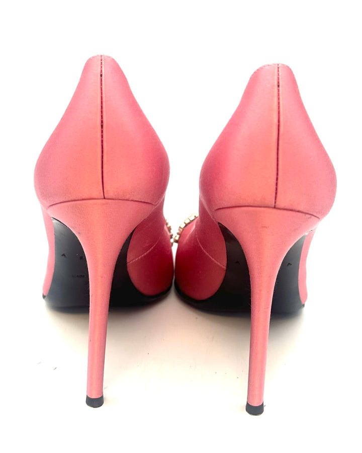 Pink Satin Gem Pumps - Size 39