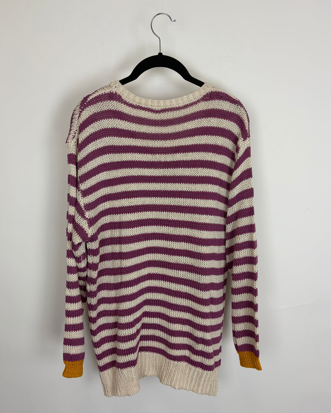 White and Purple Striped Sweater - Size 10/12
