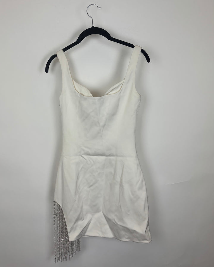 White Beaded Hem Dress - Size 0/2