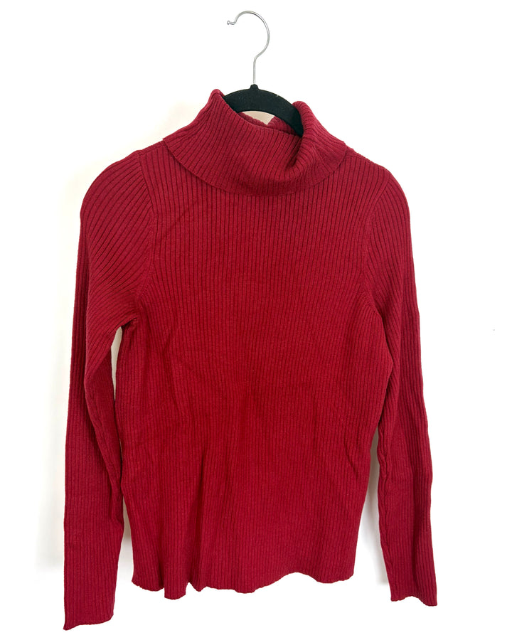 Maroon Ribbed Knit Turtleneck - Size 6/8 and 8/10