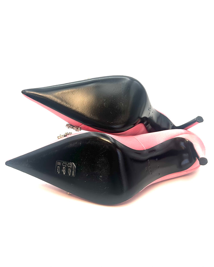 Pink Satin Gem Pumps - Size 39