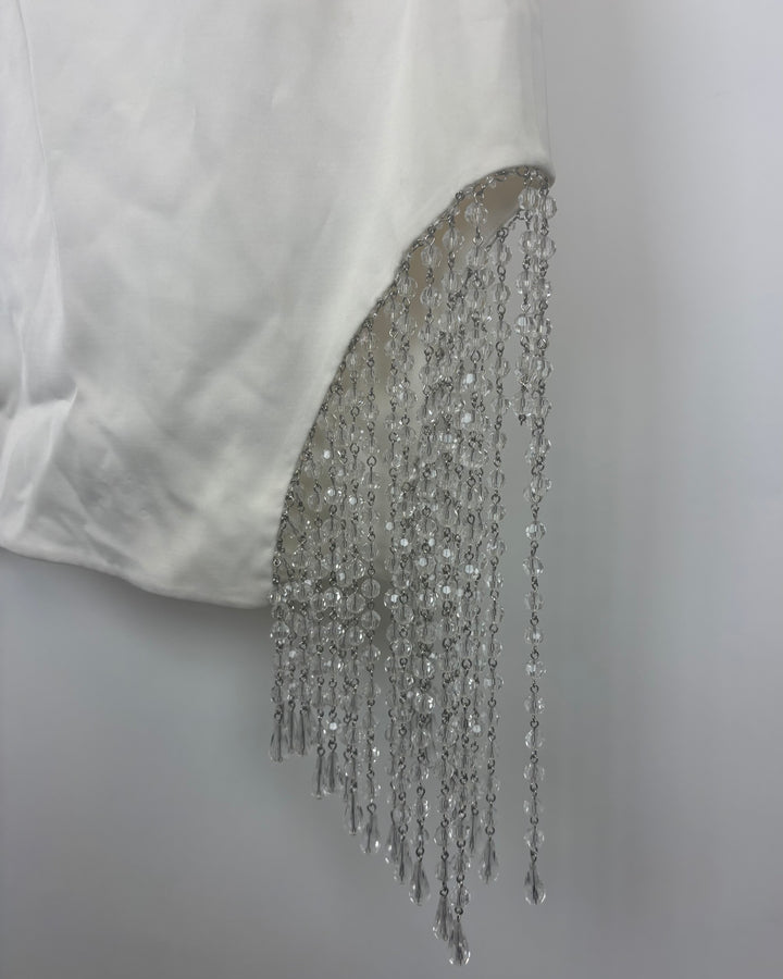 White Beaded Hem Dress - Size 0/2