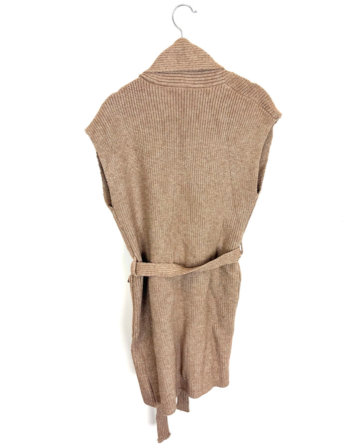 Taupe Knit Sleeveless Cardigan - Size 4/6