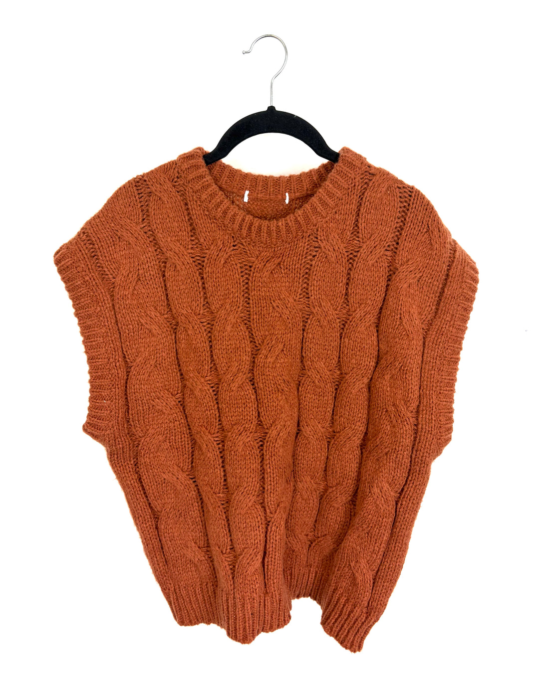 Rust Cable-Knit Sweater Vest – Size 6/8