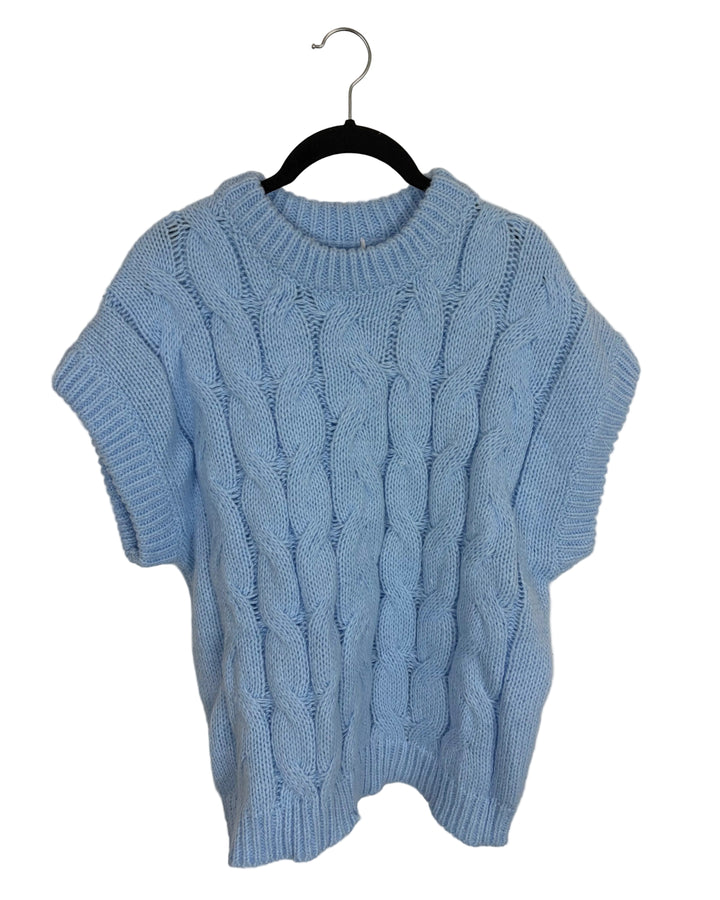 Ice Blue Cable Knit Sweater Vest - Size 6/8