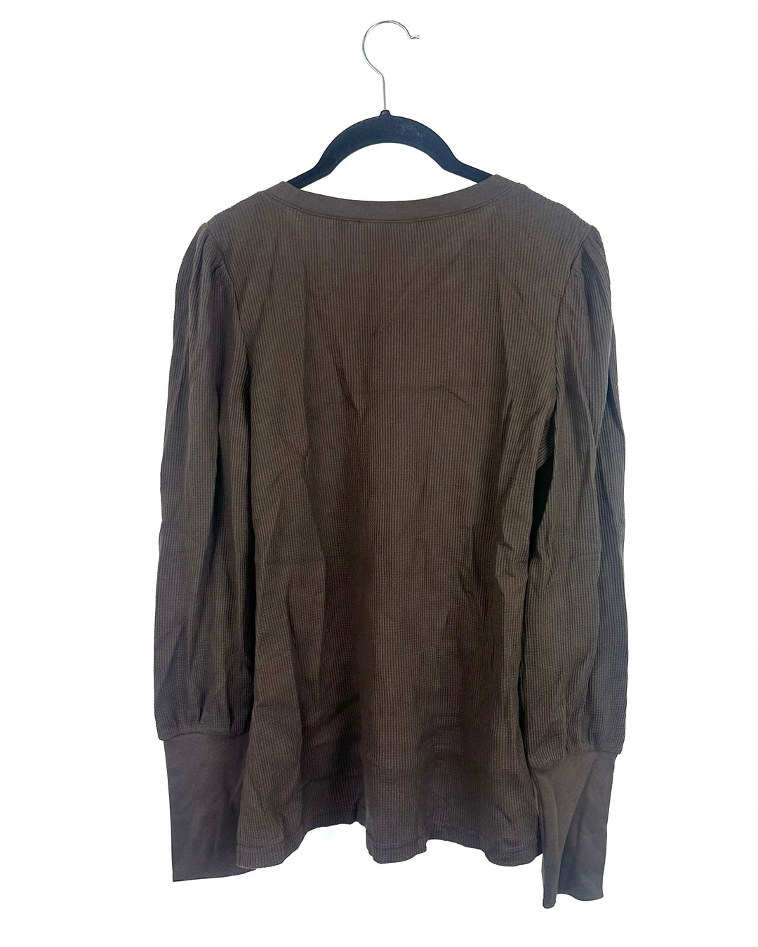 Dark Brown Waffle Long Sleeve Top - Size 6/8
