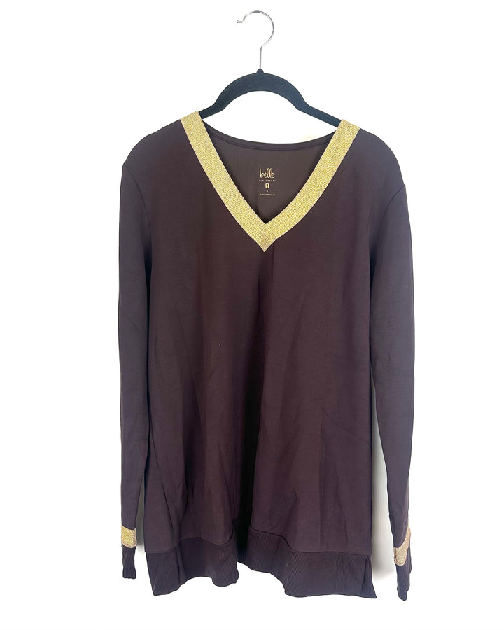 Brown and Gold Sparkle Top - Size 6/8
