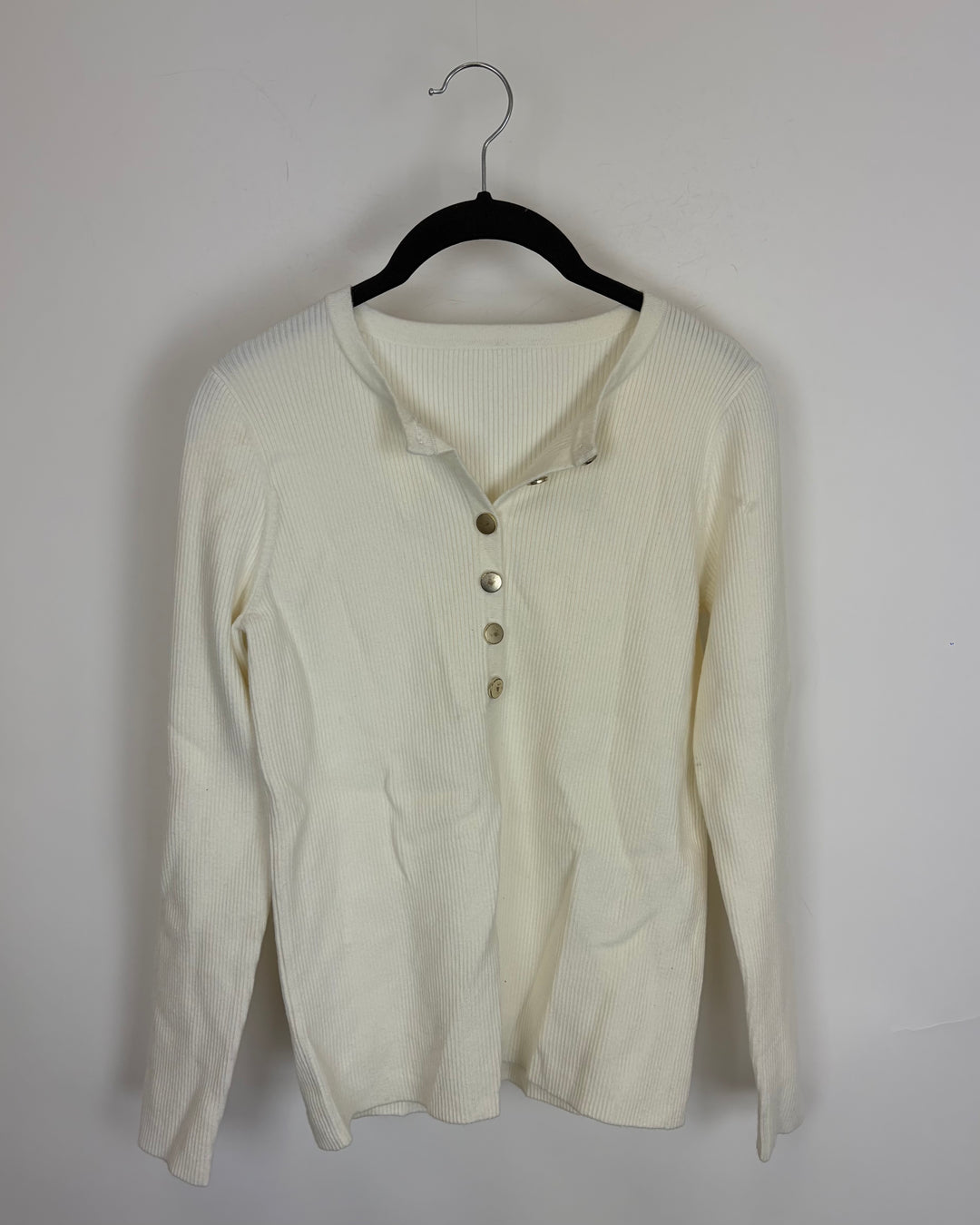 Warm White Ribbed Knit Sweater - Size 4/6