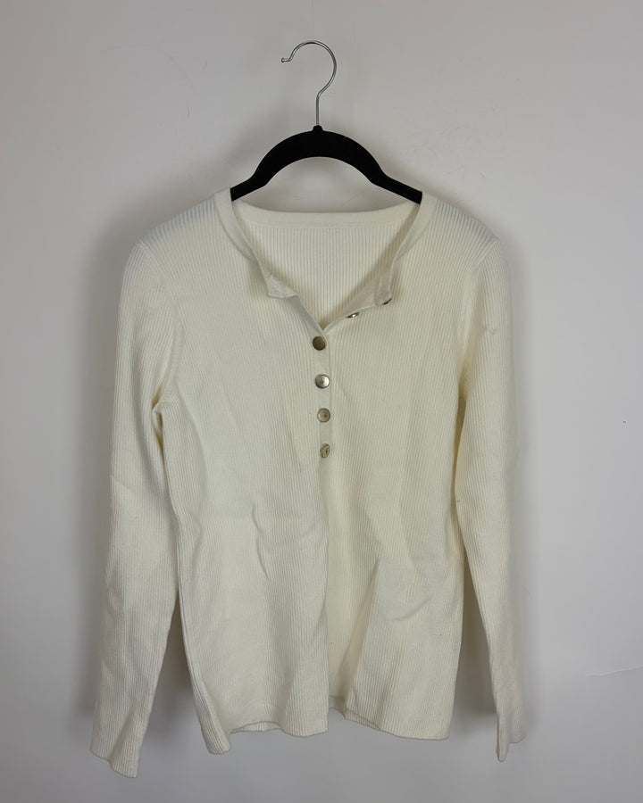 Warm White Ribbed Knit Sweater - Size 4/6