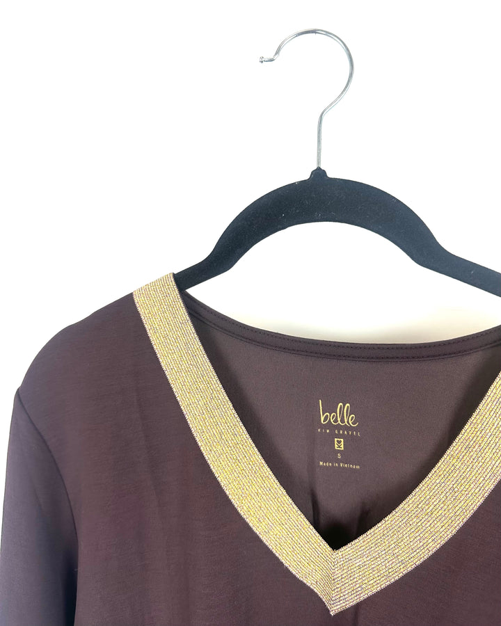 Brown and Gold Sparkle Top - Size 6/8