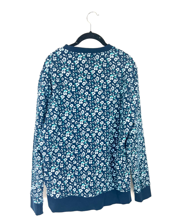 Blue Floral Sweatshirt - Unisex - Mens Medium / Womens Large