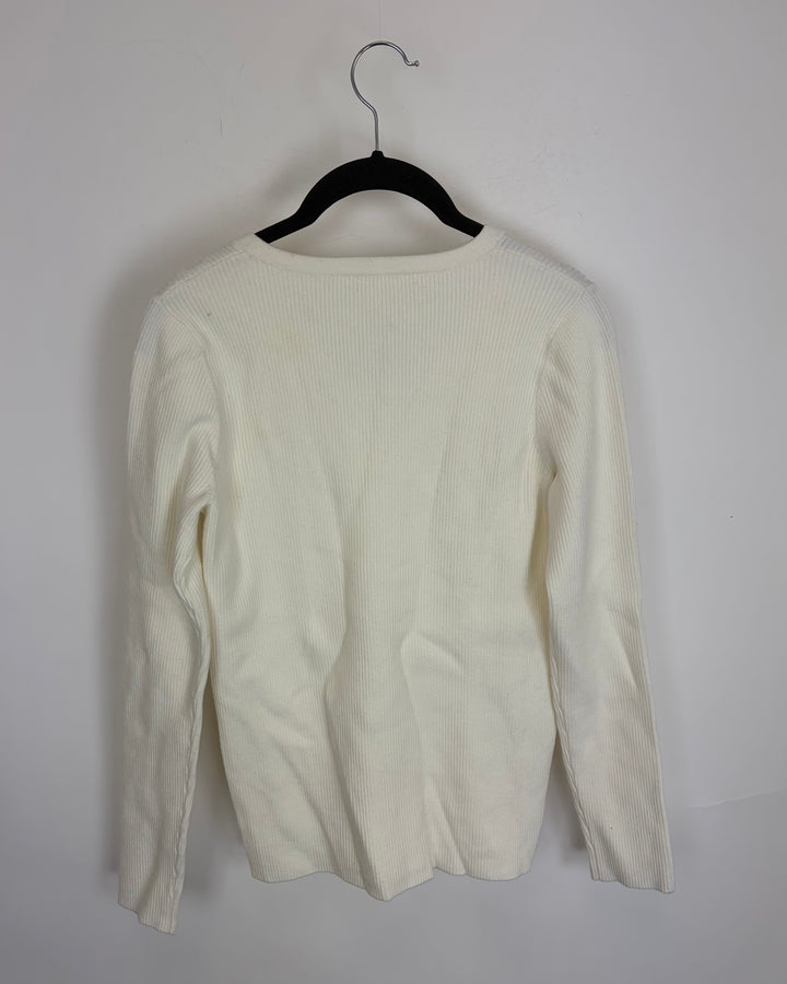 Warm White Ribbed Knit Sweater - Size 4/6