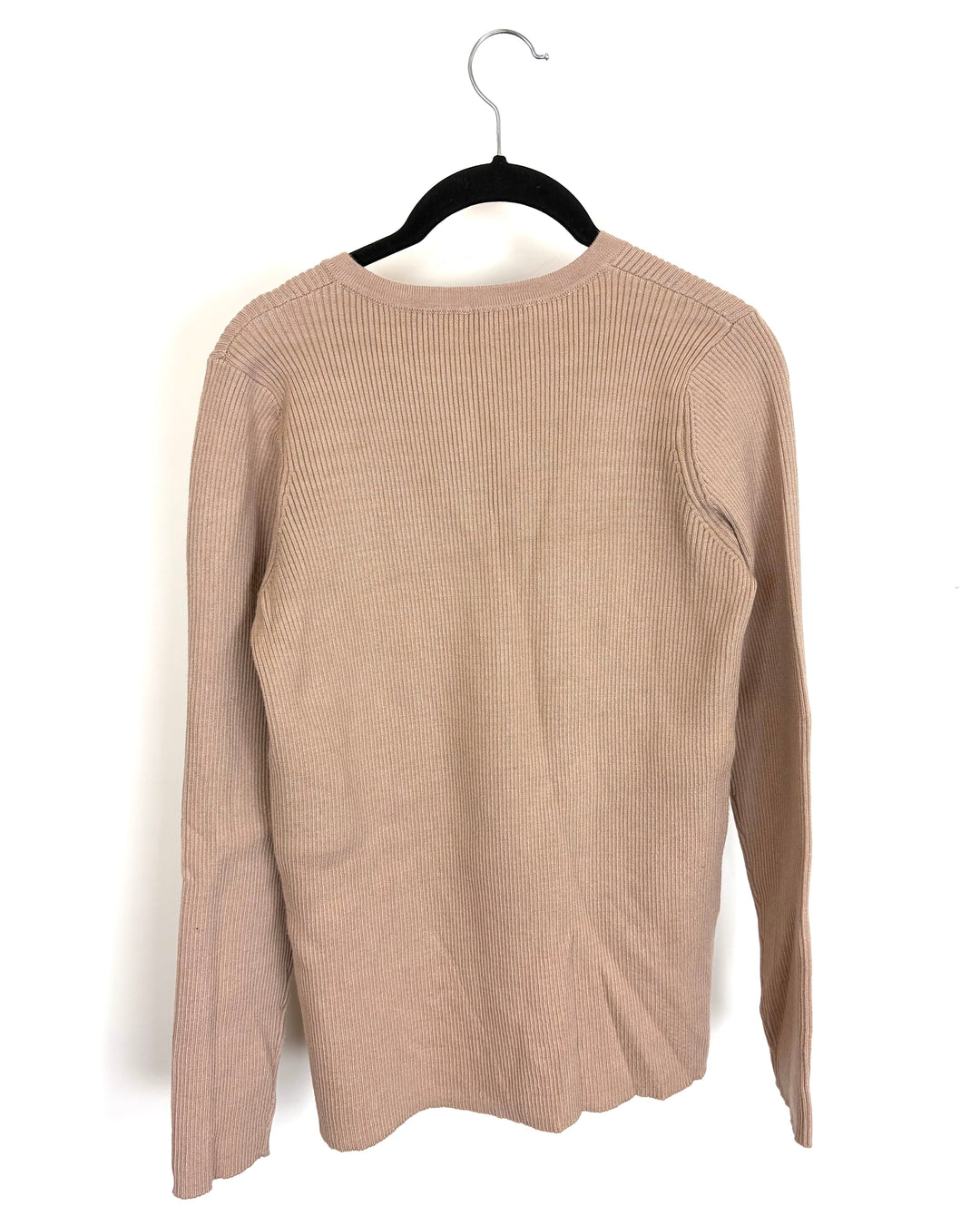 Taupe Ribbed Button Top – Size 8/10