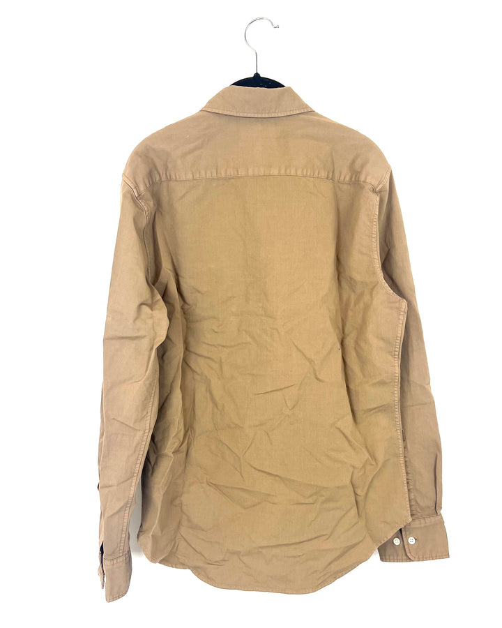 MENS Brown Button Down Shirt - Medium