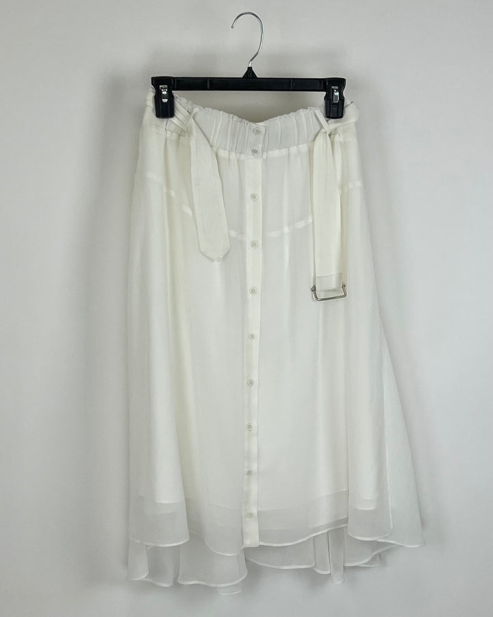 White Belted Midi Skirt - Size 4/6