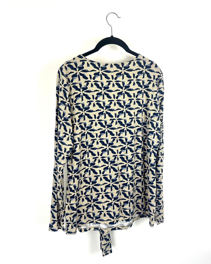 Blue And Tan Abstract Top - Size 6/8