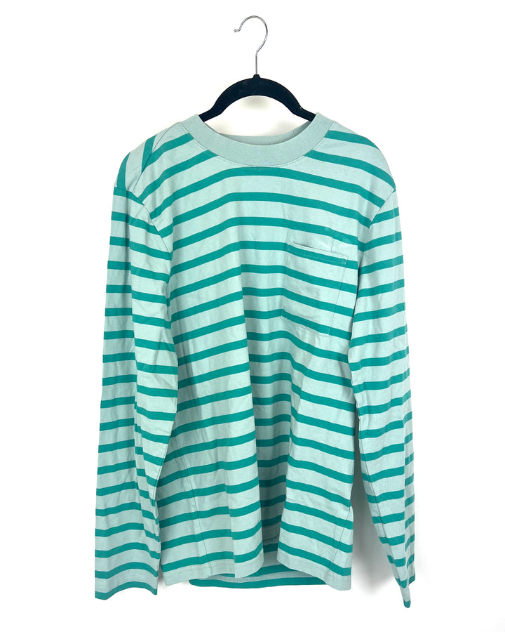 MENS Blue Striped Long Sleeve - Medium