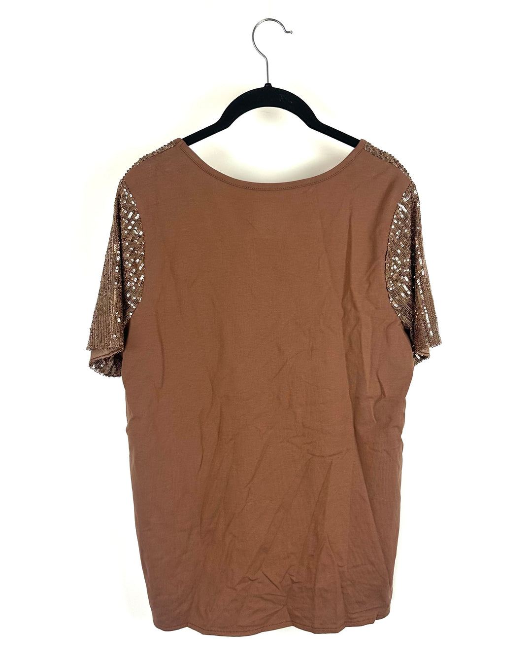 Light Brown Short Sleeve Sequin Top - Size 6/8