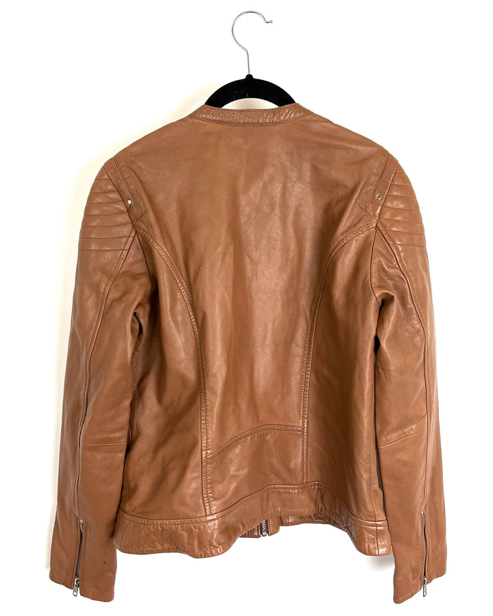 Brown Faux Leather Jacket - Size 0/2
