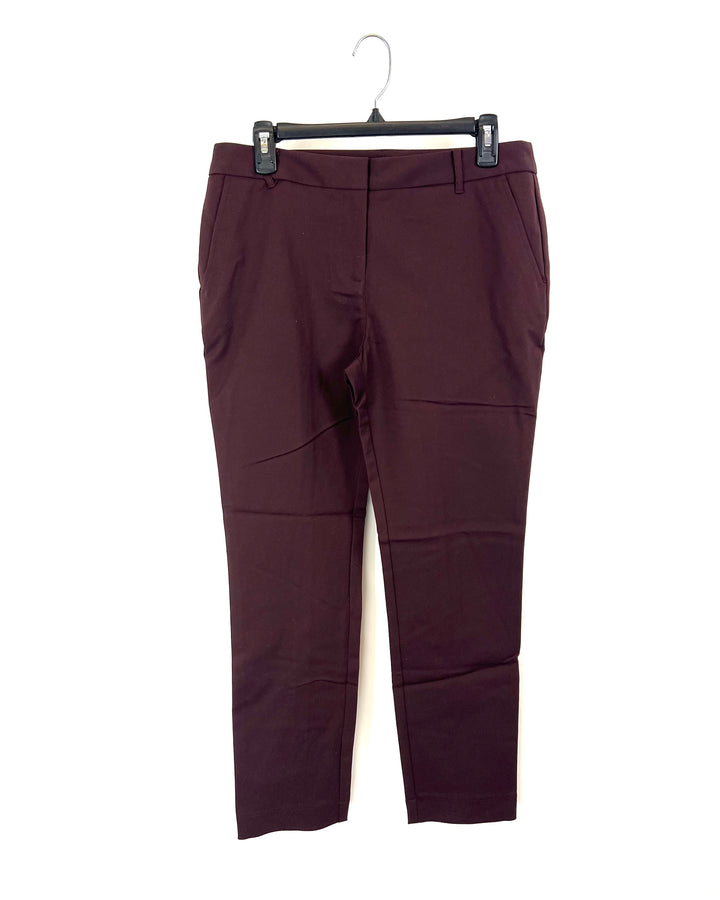 Maroon Trousers with Zip Up Front - Size 2, 4, 6, 8