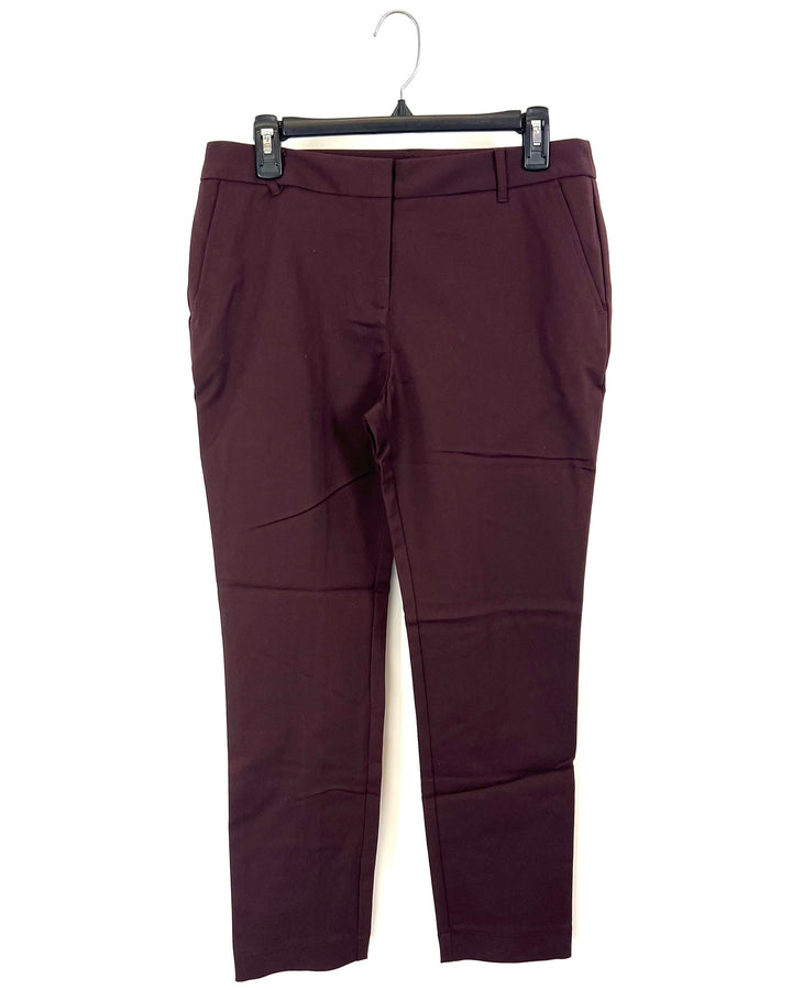 Maroon Trousers with Zip Up Front - Size 6