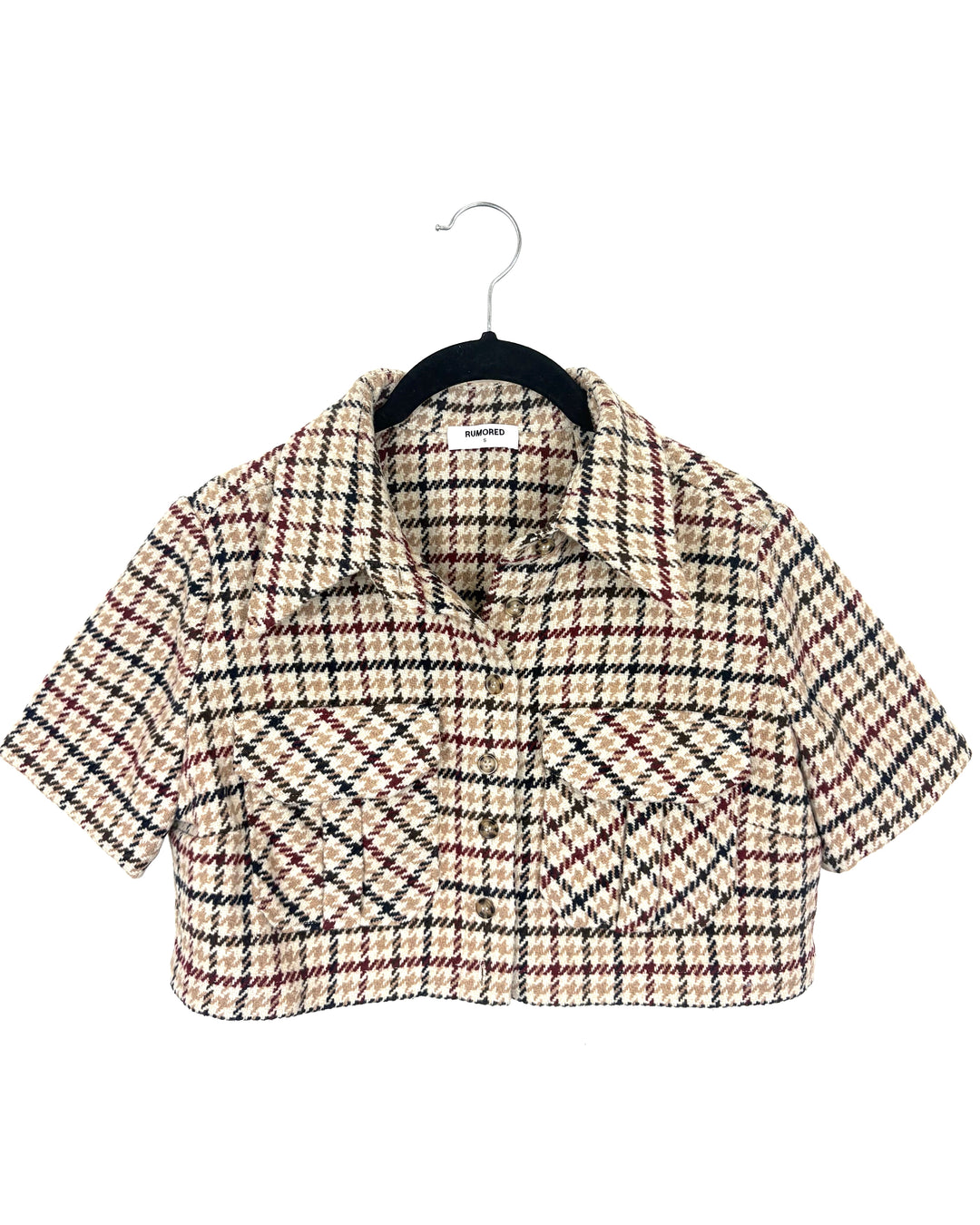 Houndstooth cropped button down top - Size 2/4
