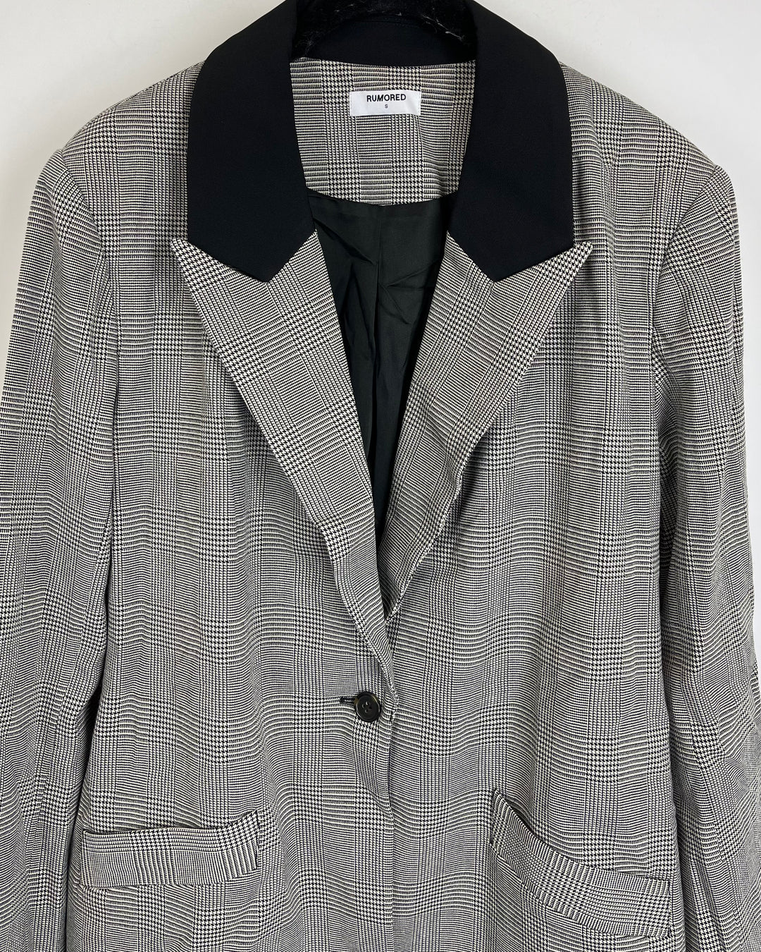 Oversized Gray Plaid Blazer - Size 2/4