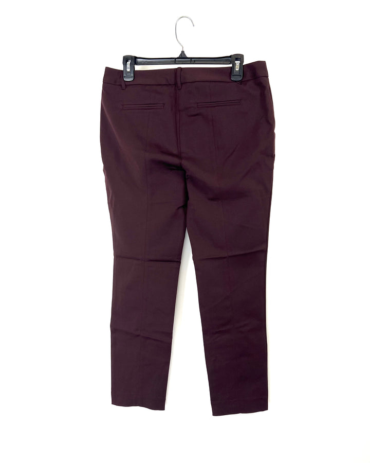 Maroon Trousers with Zip Up Front - Size 2, 4, 6, 8