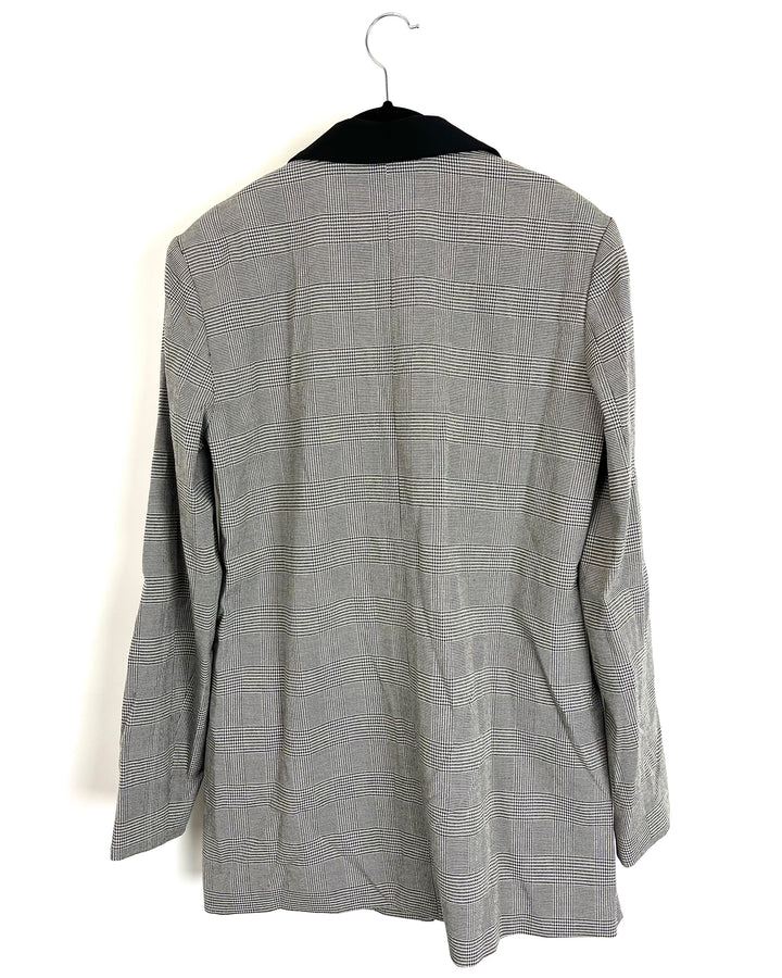 Oversized Gray Plaid Blazer - Size 2/4