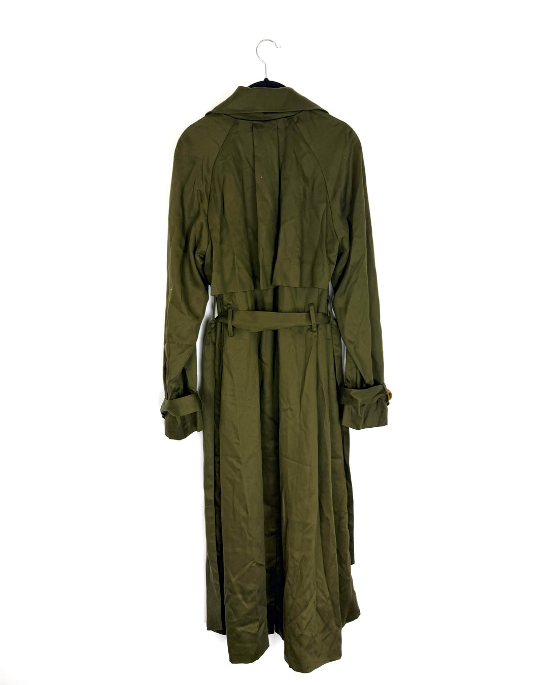 Olive Green Long Trench Coat - Size 2/4