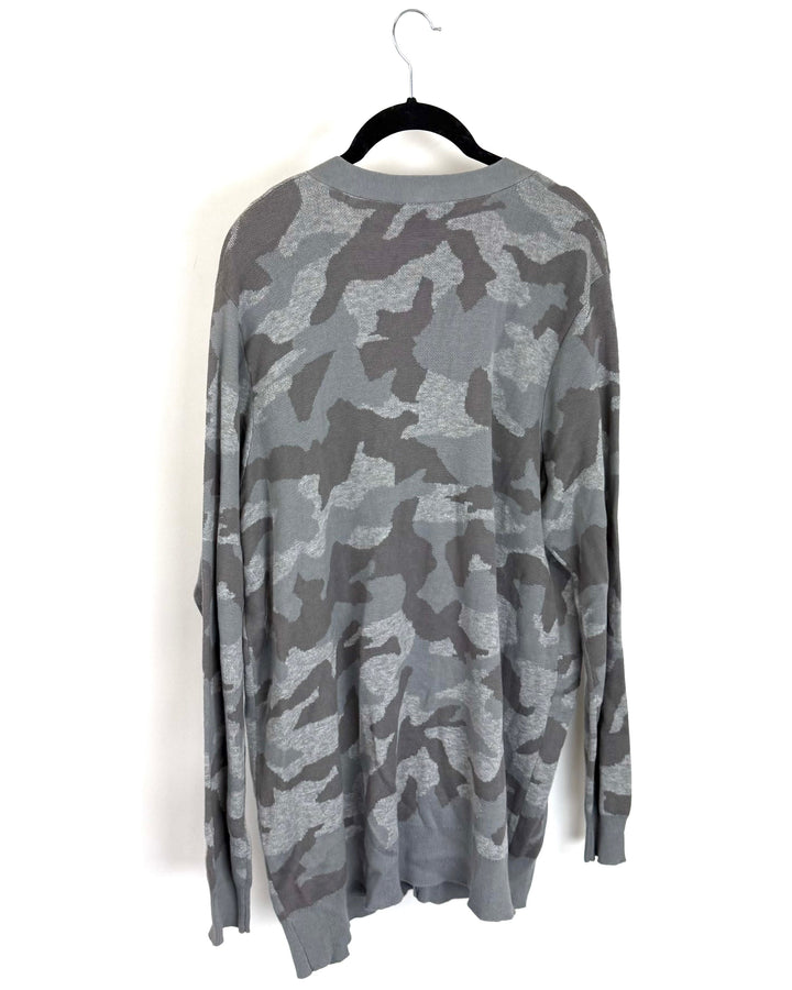 Gray Camouflage Cardigan - Size 18/20