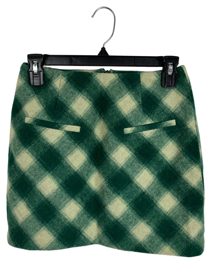 Green Plaid Mini Skirt - Size 00/0