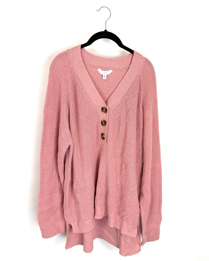 Rose Pink Button Sweater - Size 16/18
