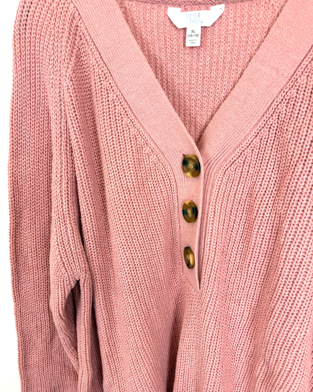 Rose Pink Button Sweater - Size 16/18