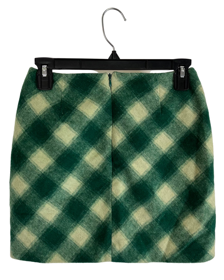 Green Plaid Mini Skirt - Size 00/0
