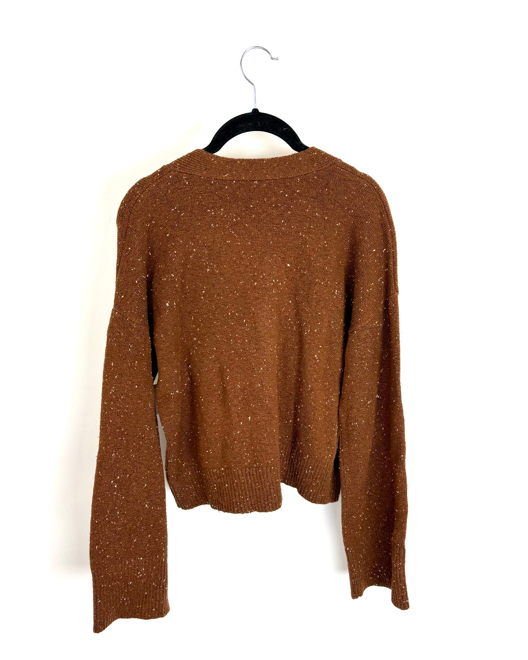 Brown Knit Cardigan with Black Buttons - Size 6/8