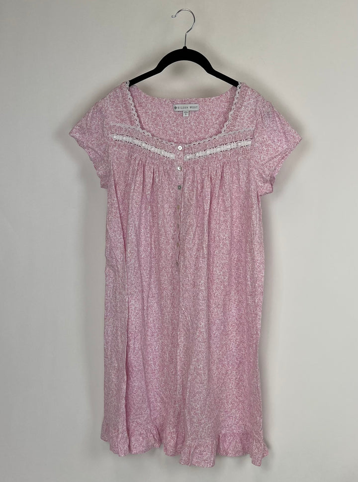 Pink Floral Lace Nightgown -  Small